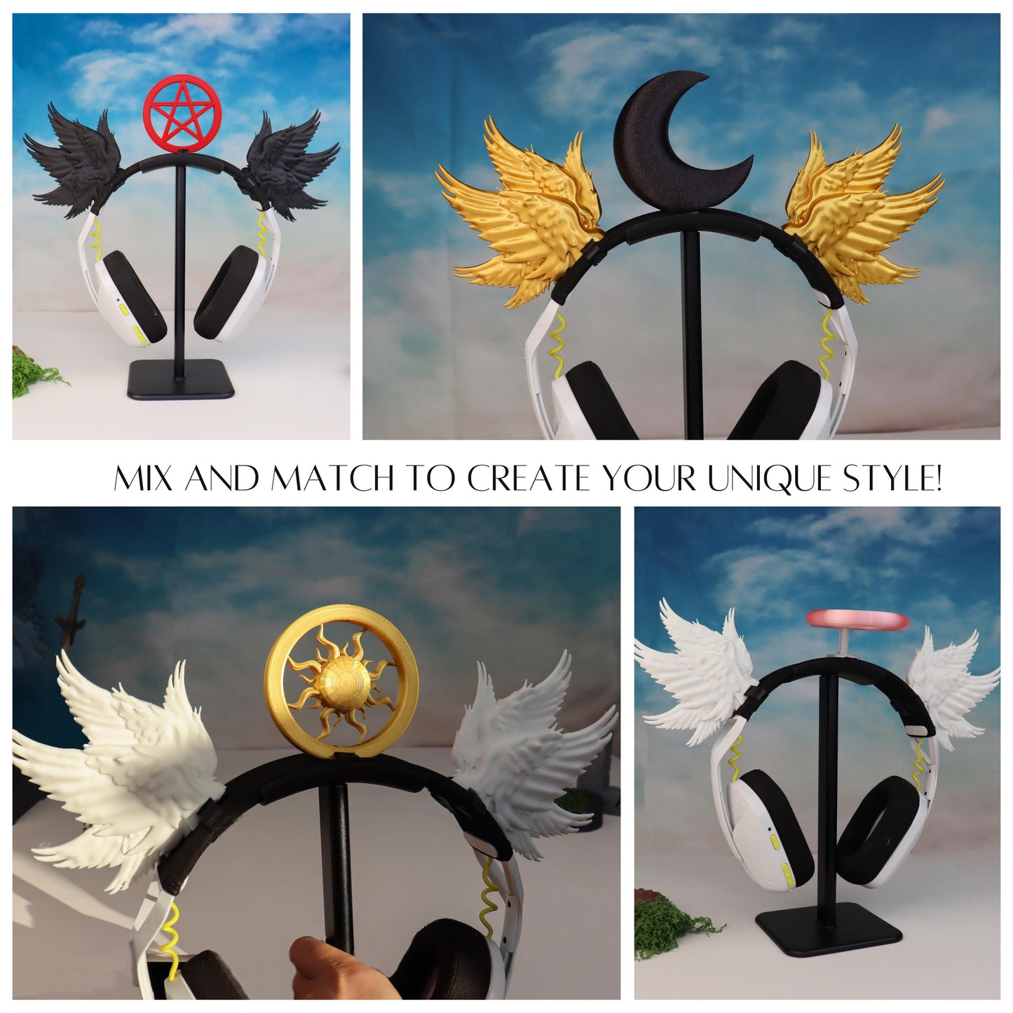 Archangel Wings Headphone Attachment | Angelic Headset Accessory | Streamer Gamer Gift and Decor