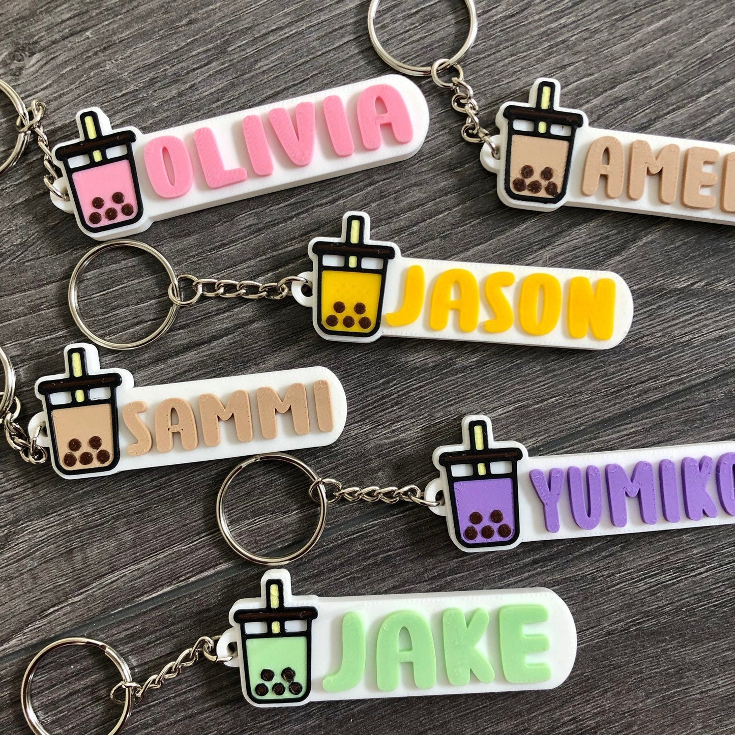 Boba Custom Name Keychain