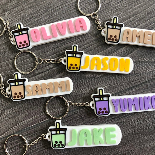 Boba Custom Name Keychain