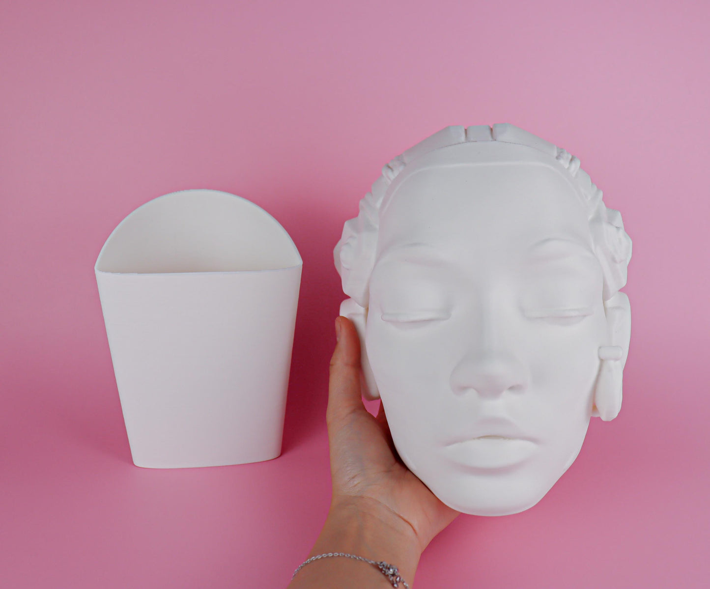Cyborg Female Face Wall Planter