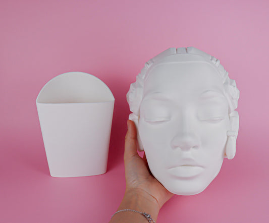 Cyborg Female Face Wall Planter