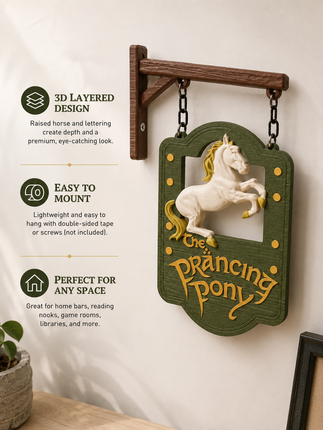 The Prancing Pony Hanging Tavern Sign