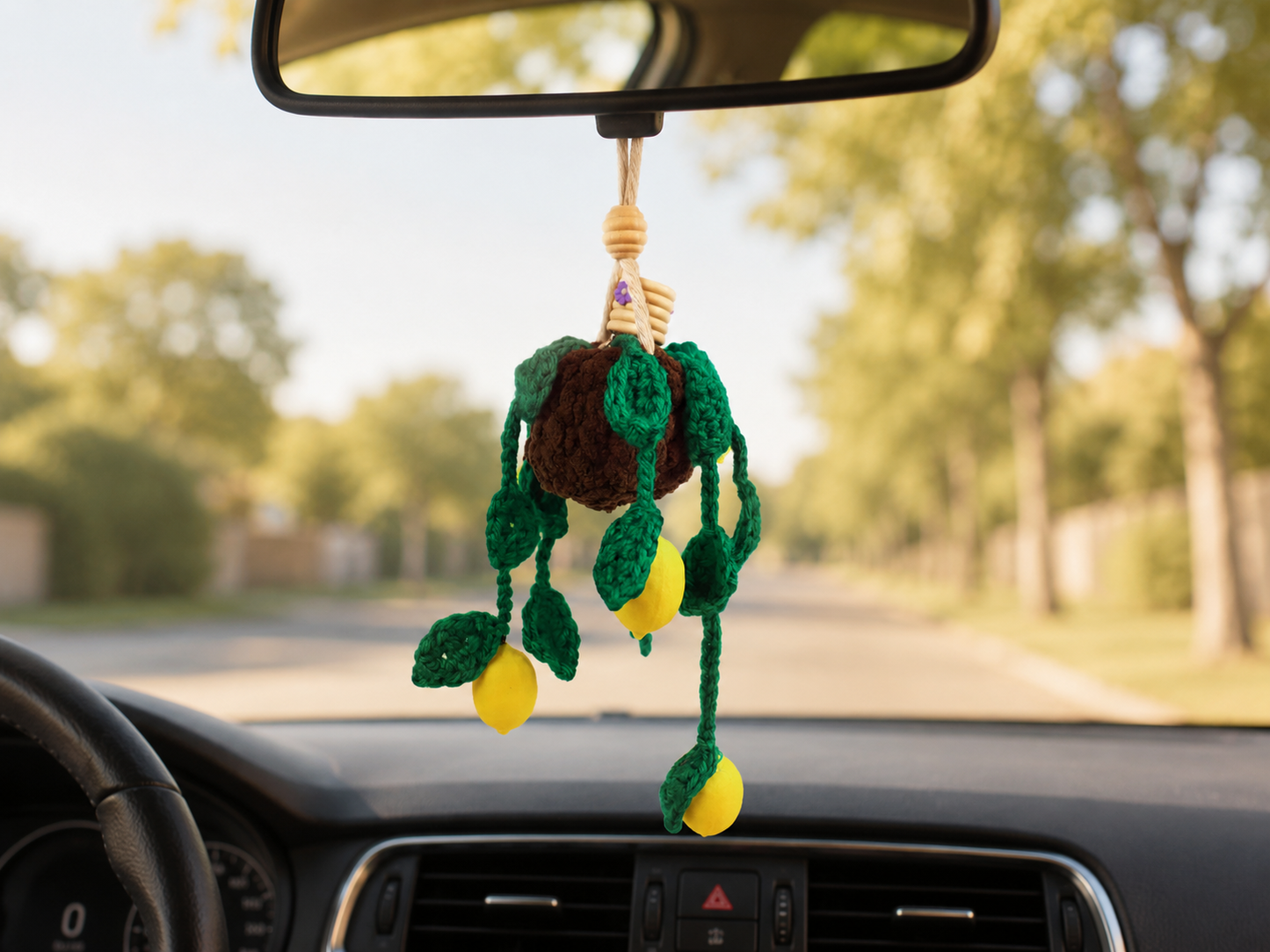 Fruit Vine Crochet Car Diffuser - Rearview Mirror Decor and Car Air Freshener Accessories