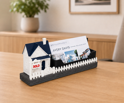 Miniature House Realtor Business Card Stand