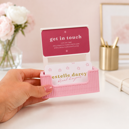 Ribbed Business Card Holder with Extra Card Slot