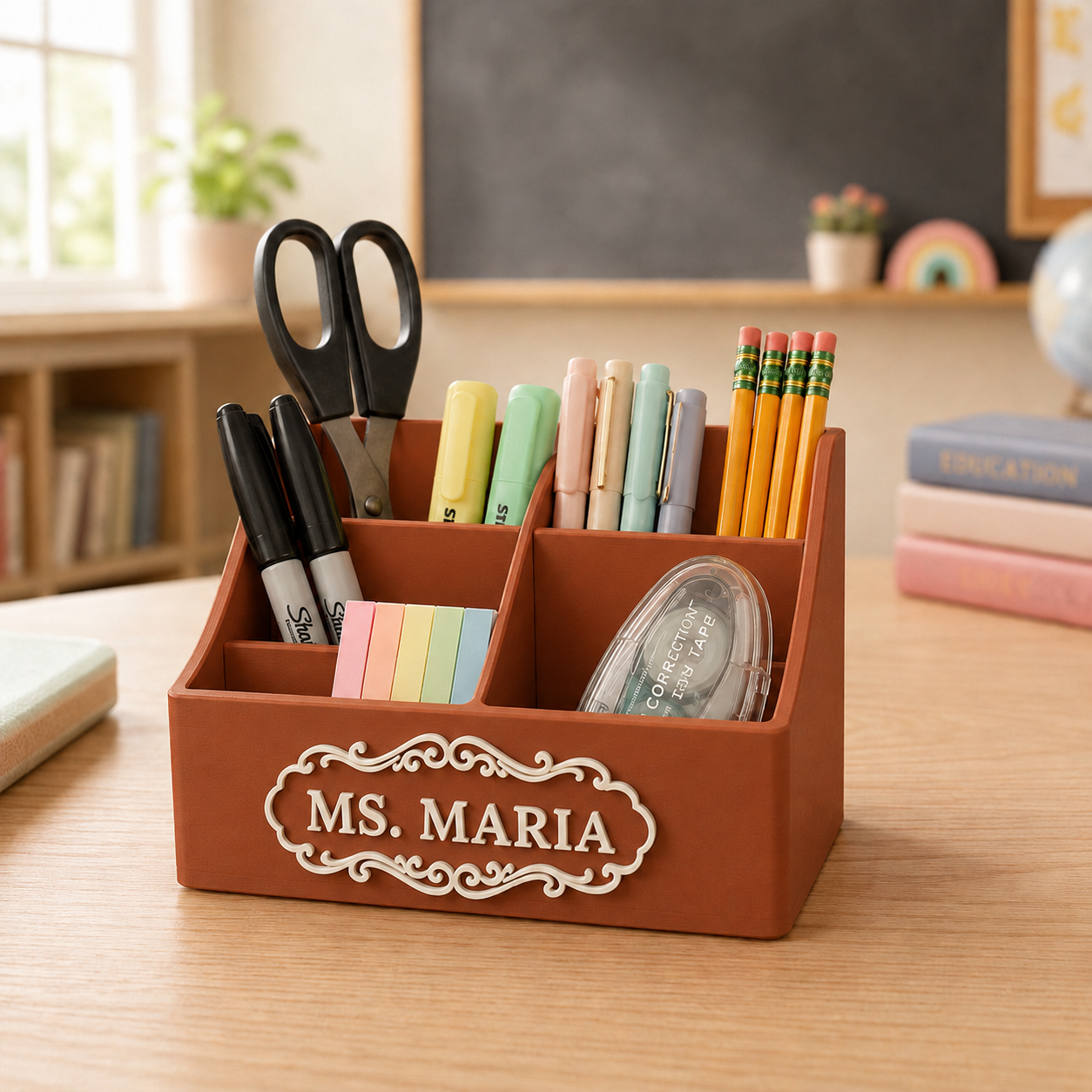 Personalized Pen Holder Custom Vintage Name Desk Organizer