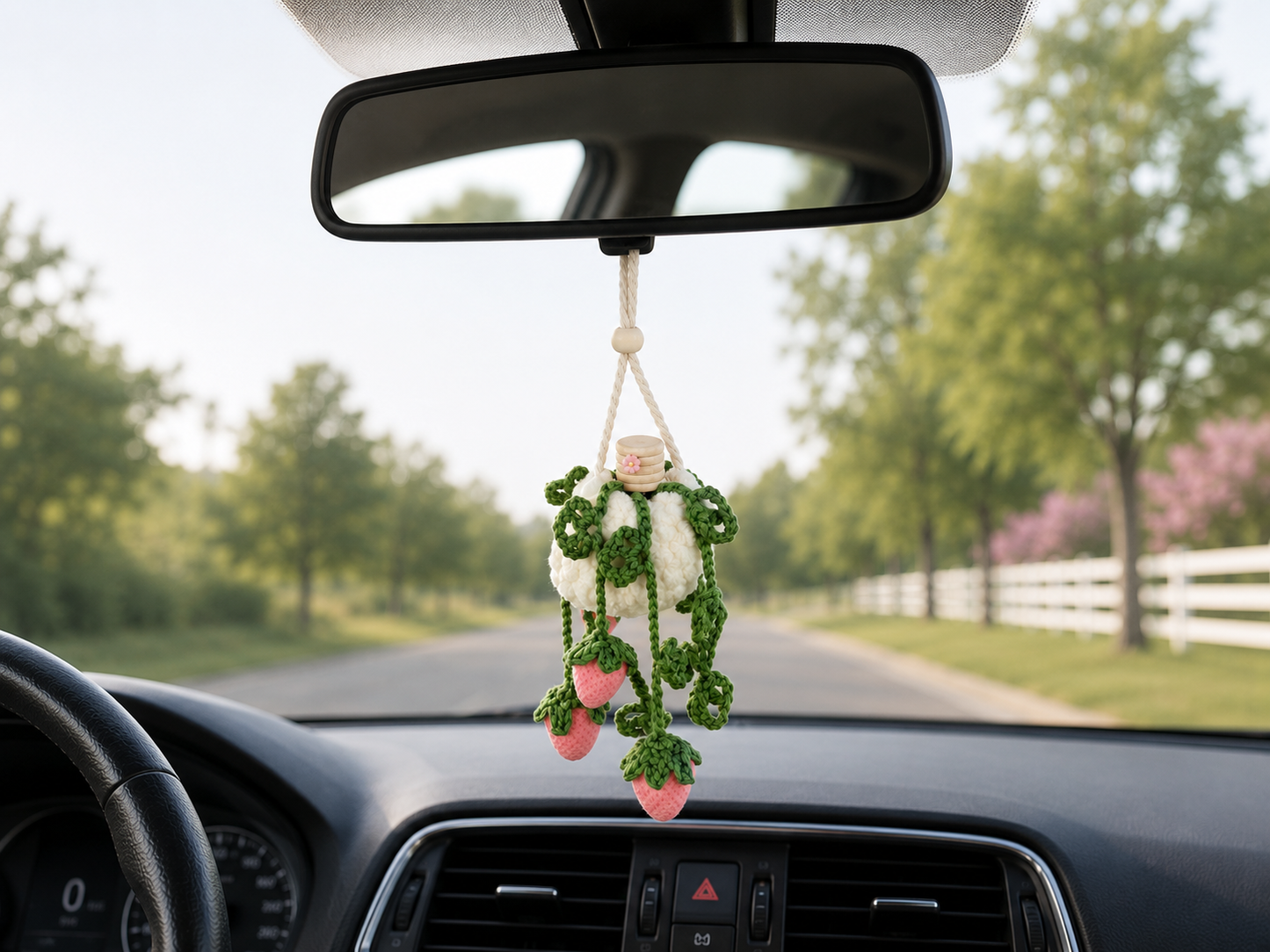 Fruit Vine Crochet Car Diffuser - Rearview Mirror Decor and Car Air Freshener Accessories