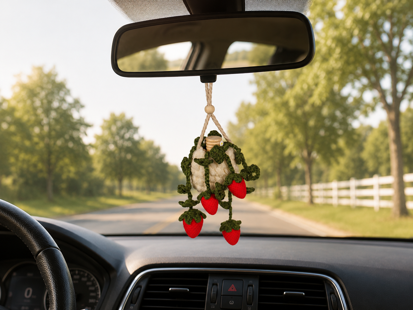Fruit Vine Crochet Car Diffuser - Rearview Mirror Decor and Car Air Freshener Accessories