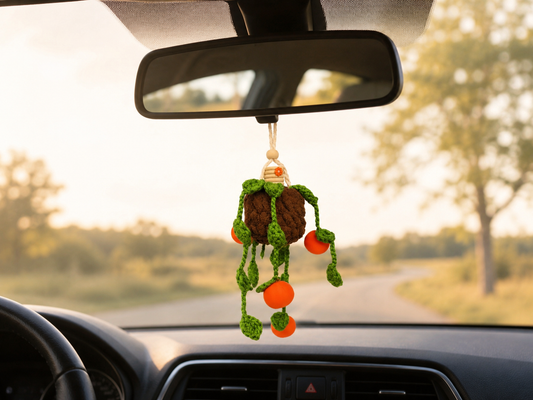 Fruit Vine Crochet Car Diffuser - Rearview Mirror Decor and Car Air Freshener Accessories