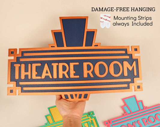 Custom Art Deco Sign | Retro Ambiance | Art Deco | Home Theater | Bathroom | Office Sign | Business Sign