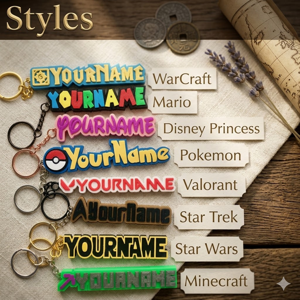 Custom Gaming and Show Themed Name Keychain