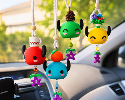 Junimo Car Charm & Air Freshener | Stardew-Inspired Rearview Mirror Accessory