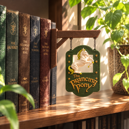 Prancing Pony 3D Tavern Sign -  Bookcase Decoration, Hanging Bookshelf Sign