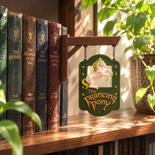 Prancing Pony 3D Tavern Sign -  Bookcase Decoration, Hanging Bookshelf Sign
