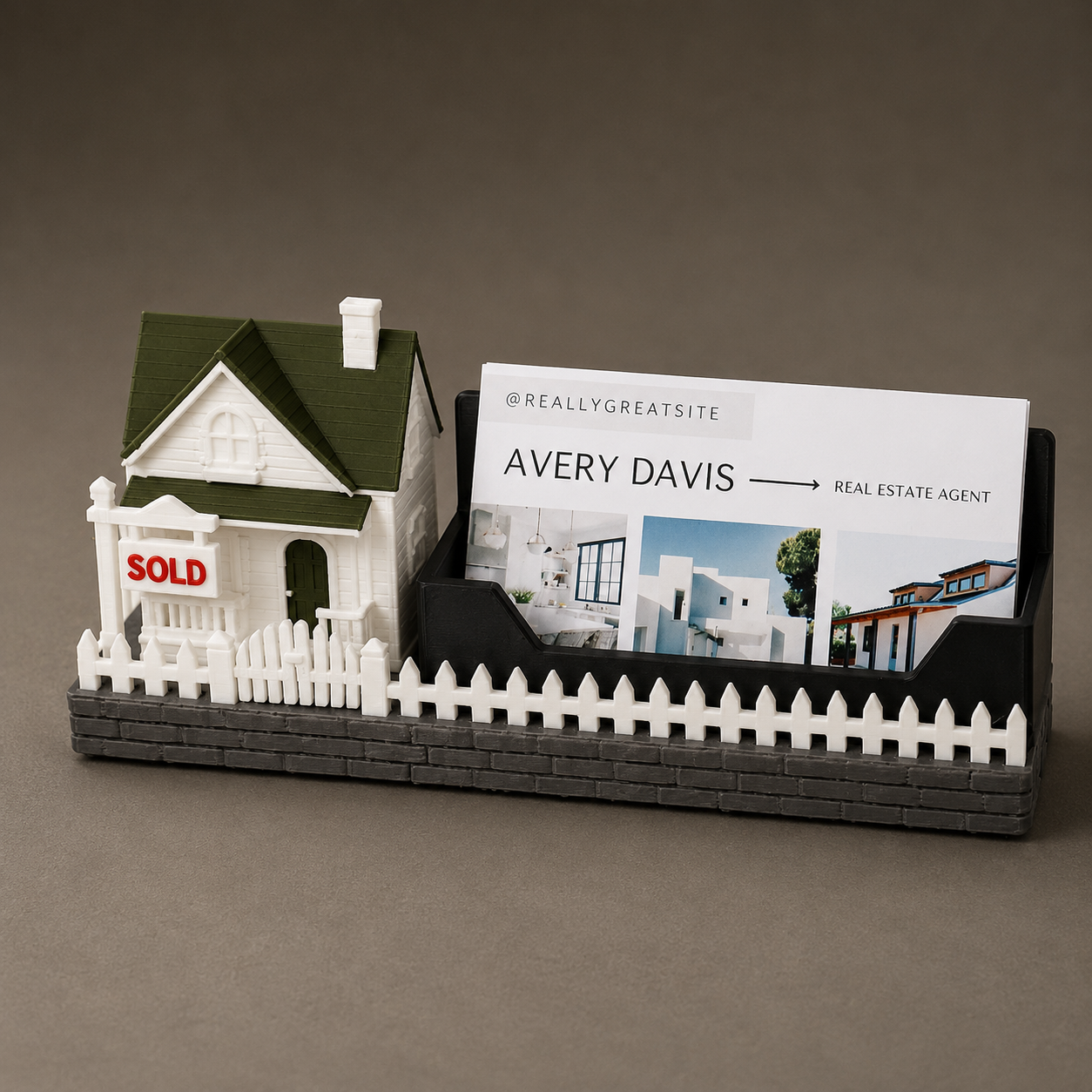 Miniature House Realtor Business Card Stand
